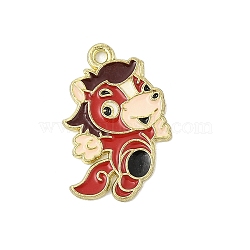 Alloy Enamel Pendants, Golden, Chinese Zodiac Charm, Horse, 22.5x15.5x1.4mm, Hole: 1.4mm(ENAM-D301-01G-07)