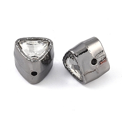 Alloy Beads, with Rhinestone, Triangle, Black, Clear, 10.5x11x10mm, Hole: 1.6mm(FIND-B038-09EB-03)