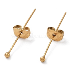 Ion Plating(IP) 304 Stainless Steel Ball Head Pins, with Ear Nuts, Real 18K Gold Plated, 40x0.7mm(STAS-I312-C06-G01)