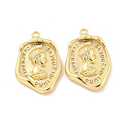 Rack Plating Brass Pendants, Oval, Real 18K Gold Plated, 20x14x3mm, Hole: 1.2mm(KK-A214-25G)