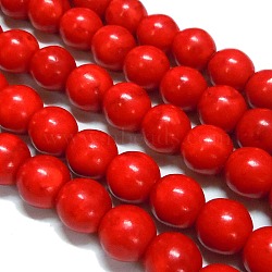 Synthetical Howlite Beads, Dyed, Round, Red, 10~11mm, Hole: 1mm, about 800pcs/kg(TURQ-G609-10mm)