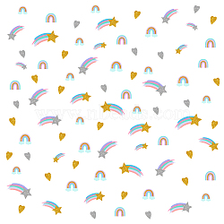 PVC Wall Stickers, Wall Decoration, Rainbow, Heart & Meteor, Mixed Patterns, 900x390mm, 2 sheets/set(DIY-WH0228-515)