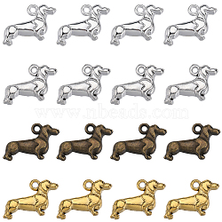 80Pcs 4 Colors Tibetan Style Alloy Pendants, Dog, Mixed Color, 13x18x3mm, Hole: 1.6mm, 20pcs/color(FIND-SC0007-37)