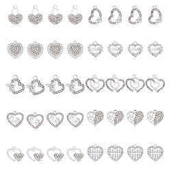 DIY Valentine's Day Jewelry Making Kits, Including 40Pcs 10 Style Alloy Crystal Rhinestone Pendants & Chandelier Component Links, Word Love & Footprint & Abacus & Butterfly & Heart, Platinum, 14~20x14.5~20x2.5~4mm, Hole: 1.2~2.7mm, 4Pcs/style(FIND-FH0007-42)