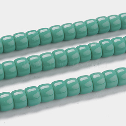 K9 Glass Beads Strands, Imitation Jade Glass Beads, Column, Medium Aquamarine, 8~8.5x5.5~6mm, Hole: 1.4mm, about 67pcs/Strand, 15.83 inch(40.2cm)(X-GLAA-K039-C08)