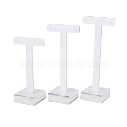 FINGERINSPIRE 3Pcs 3 Styles Acrylic T-Bar Earring Display Stands, White, 4x5.7x10.5~13.5cm, 1pc/style, 3pcs/set, 1 set/bag(EDIS-FG0001-55)