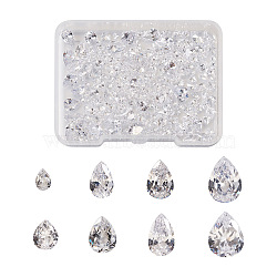 315Pcs 8 Style Teardrop-Shaped Cubic Zirconia Cabochons, Faceted & Point Back, Clear, 3~8x2~6x1.3~3mm, 315pcs//box(ZIRC-YS0001-02)