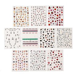 Cartoon Nail Stickers, Self-adhesive Car Bear Cow Reindeer Nail Art Decals Supplies, for Woman Girls DIY Manicure Design, Mixed Patterns, 101x78.5mm(MRMJ-R088-40-M)