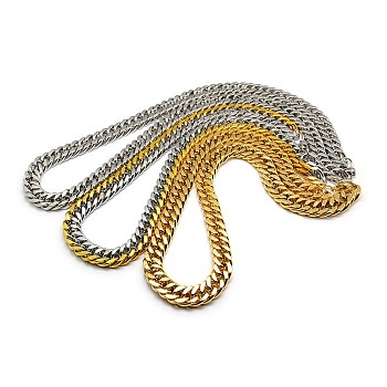 Fashionable 304 Stainless Steel Cuban Link Chain Necklaces, with Lobster Claw Clasps, Faceted, Mixed Color, 23 inch~25 inch(58.4~63.5cm)x14mm