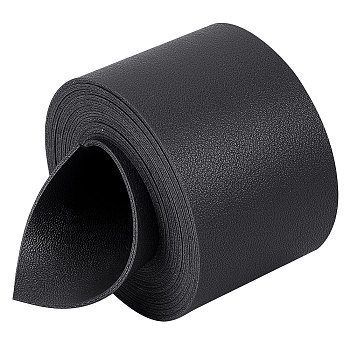 2M Flat Double Face Lychee Pattern Imitation Leather Band, Black, 50x1.8mm, about 2.19 Yards(2m)/Roll