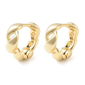 Brass Curly Hoop Earrings for Women, Real 18K Gold Plated, 12x13mm