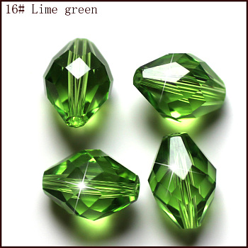 Imitation Austrian Crystal Beads, Grade AAA, Faceted, Bicone, Lime Green, 8x11mm, Hole: 0.9~1mm