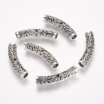 Tibetan Style Alloy Tube Beads, Antique Silver, 38x8mm, Hole: 4.5mm