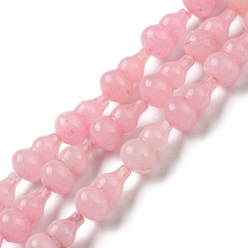 Natural White Jade Beads Strands, Dyed, Gourd, Pink, 17.5~18.5x9.5~10mm, Hole: 1.2mm, about 23~24pcs/strand, 16.14~16.34 inch(41~41.5cm)