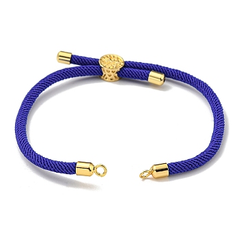 Nylon Cords Bracelet Makings Fit for Connector Charms, with Golden Brass Tree Slider Beads, Long-Lasting Plated, Dark Blue, 8-5/8 inch(22cm), Hole: 1.9mm