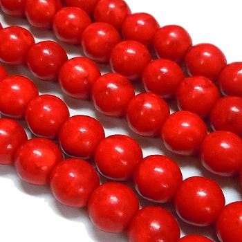 Synthetical Howlite Beads, Dyed, Round, Red, 10~11mm, Hole: 1mm, about 800pcs/kg