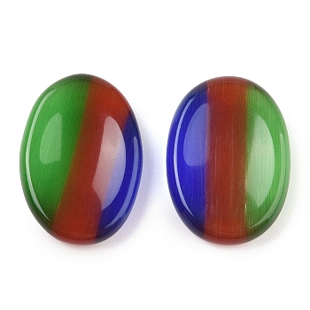 Cat Eye Cabochons, Oval, Colorful, 34.5x24x5.5mm