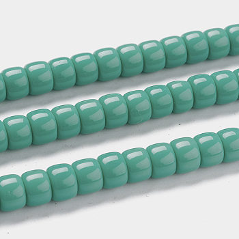K9 Glass Beads Strands, Imitation Jade Glass Beads, Column, Medium Aquamarine, 8~8.5x5.5~6mm, Hole: 1.4mm, about 67pcs/Strand, 15.83 inch(40.2cm)