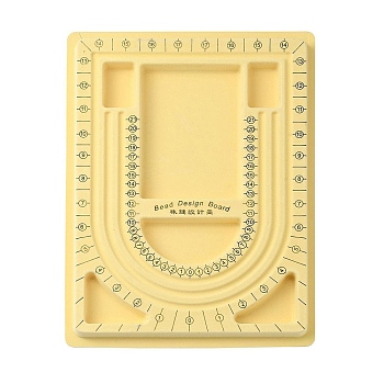 Plastic Rectangle Bead Design Boards, Necklace Design Board, Flocked, Light Yellow, 325x235x20mm