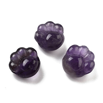 Natural Amethyst Beads, Paw Print, 15~15.5x15x9mm, Hole: 1.5mm