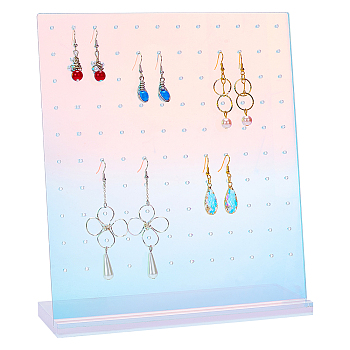 Acrylic Earrings Display Stands, L-Shaped, Clear AB, 23.5x7.55x20cm, Hole: 2mm