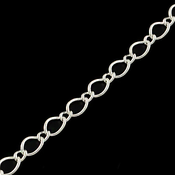 Iron Figaro Chains, Curb Chains, with Spool, Soldered, Silver, 5.7x3.8x0.5mm, about 328.08 Feet(100m)/roll