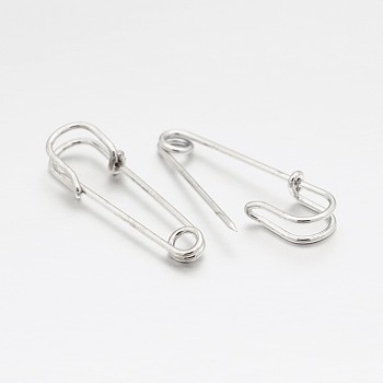 Iron Safety Pins, for Brooch Making, Kilt Needles, Platinum, 50x14x5mm