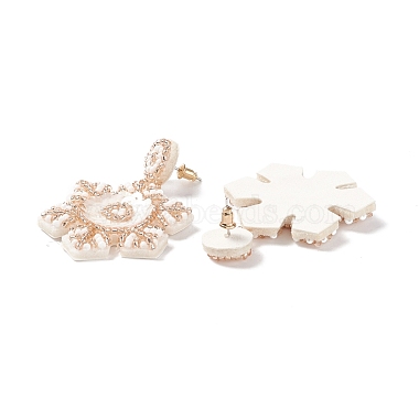 Christmas Snowflake Glass Seed Braided Dangle Stud Earrings(EJEW-B011-01A)-2