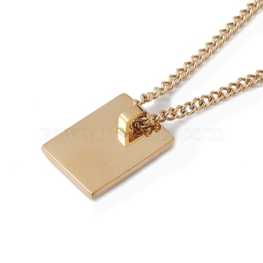 Titanium Steel Initial Letter Rectangle Pendant Necklace for Men Women(NJEW-E090-01G-08)-3
