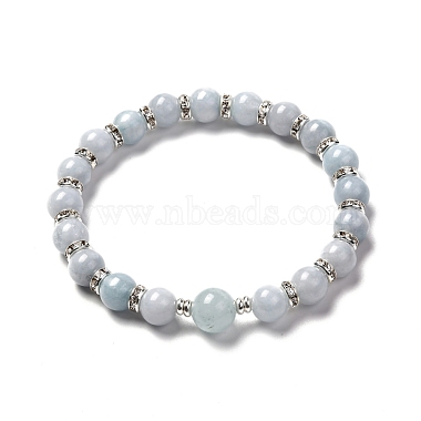 Natural Aquamarine Beads Stretch Bracelet Set for Men Women Girl Gift(BJEW-JB06709)-2