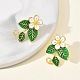 Brass Enamel Stud Earrings for Women(EJEW-A167-25G-01)-2