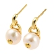 Rack Plating Brass Dangle Stud Earrings with Natural Pearl(EJEW-M227-01G)-1