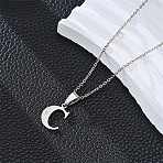 201 Stainless Steel Crystal Rhinestone Initial Pendant Necklaces, Stainless Steel Color, Non-Tarnish, Letter C, 19.69 inch(50cm)(FS-WG28760-03)