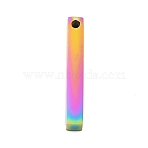 Ion Plating(IP) 304 Stainless Steel Pendants, Rectangle/Bar, Rainbow Color, 28x4x4mm, Hole: 2mm(STAS-J029-04M-A)