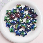 UV Plating Plastic Beads, Iridescent Star, Colorful, 22x22mm, Hole: 2.8mm(PW-WG17565-08)
