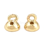 Brass Bead Cap Bails, Rack Plating, Long-Lasting Plated, Cadmium Free & Lead Free, Real 18K Gold Plated, 4.5x4.5mm, Hole: 1.2mm and 0.8mm.(KK-H292-41G)