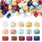 60Pcs 15 Colors Rhombus Acrylic Pendants, with Iron Findings, Golden, Mixed Color, 17mm, Hole: 3.5mm(PALLOY-TAC0284)