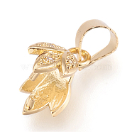 Brass Cubic Zirconia Pinch Bails, Flower, Clear, Golden, 15mm, Hole: 3.5x4mm, Pin: 0.8mm(KK-O106-41G)