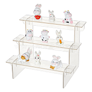 3-Layer Rectangle Acrylic Minifigures Organizer Display Risers, Assembled Action Figures/Doll Holder, Clear, Finish Product: 15x20x15cm(ODIS-WH0038-38A)