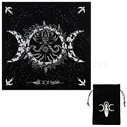 Flannelette Altar Tarot Tablecloth, Triple Moon Goddess Tablecloth, with Velet Bags, Rectangle, Black, 500x494x1mm(AJEW-WH0248-184)