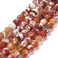 Natural Fire Crackle Agate Beads Strands, Round, Dyed & Heated, Frosted, 10.5x10mm, Hole: 1.2mm, about 38pcs/strand, 15.08''(38.3cm)(G-B079-C03-03)