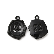 Spray Painted Alloy Pendants, Button Charm, Black, 21x16x3mm, Hole: 1.8mm(FIND-B018-02A)