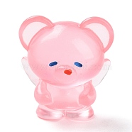 Luminous Resin Cute Little Bear Ornaments, Glow in the Dark, Micro Landscape Decoration, Pink, 27x20x32mm(RESI-Z008-01A)