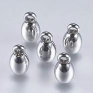 201 Stainless Steel Cord Ends, End Caps, Stainless Steel Color, 8x4mm, Hole: 2mm, Inner Diameter: 3mm(STAS-F145-02P-8x4mm)