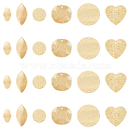 DIY Jewelry Making Finding Kit, Including Brass Chandelier Components & Pendants, Flat Round & Heart& Leaf & Oval, Golden, 15~25x0.7~2mm, Hole: 1.2~1.6mm, 24Pcs/box(FIND-FH0005-60)