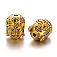 Tibetan Style Alloy Beads, Lead Free, Buddha Head, Antique Golden, 11x9x8mm, Hole:1.5mm(X-TIBEB-60542-AG-LF)