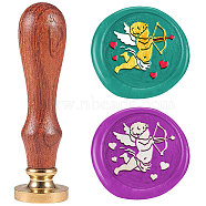 Wax Seal Stamp Set, Sealing Wax Stamp Solid Brass Heads with Wood Handles, for Envelopes Invitations, Gift Card, Cupid, 83x22mm, Stamps: 25x14.5mm(AJEW-WH0208-1531)