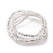 Electroplated Non-magnetic Synthetic Hematite Beads Strands, Long-Lasting Plated, Rondelle, Faceted, Silver Plated, 3x2mm, Hole: 0.6mm, about 183~223pcs/strand, 16.14 inch(41cm)(G-M359-03S)