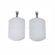 304 Stainless Steel Rectangle Big Pendants, Stamping Blank Tag, with Alloy Snap on Bails, Stainless Steel Color, 43x26x1.1.36mm, Hole: 6x4.5mm(STAS-Q190-03)