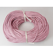 Cowhide Leather Cord, Leather Jewelry Cord, Jewelry DIY Making Material, Round, Dyed, Pink, 1mm(X-WL-H003-2)
